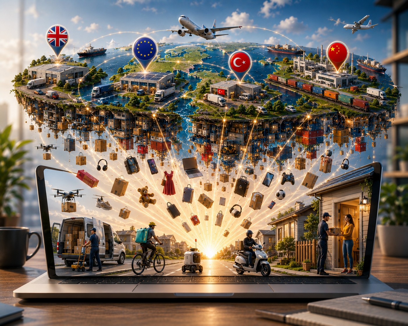 Global cross-border trade — connected world